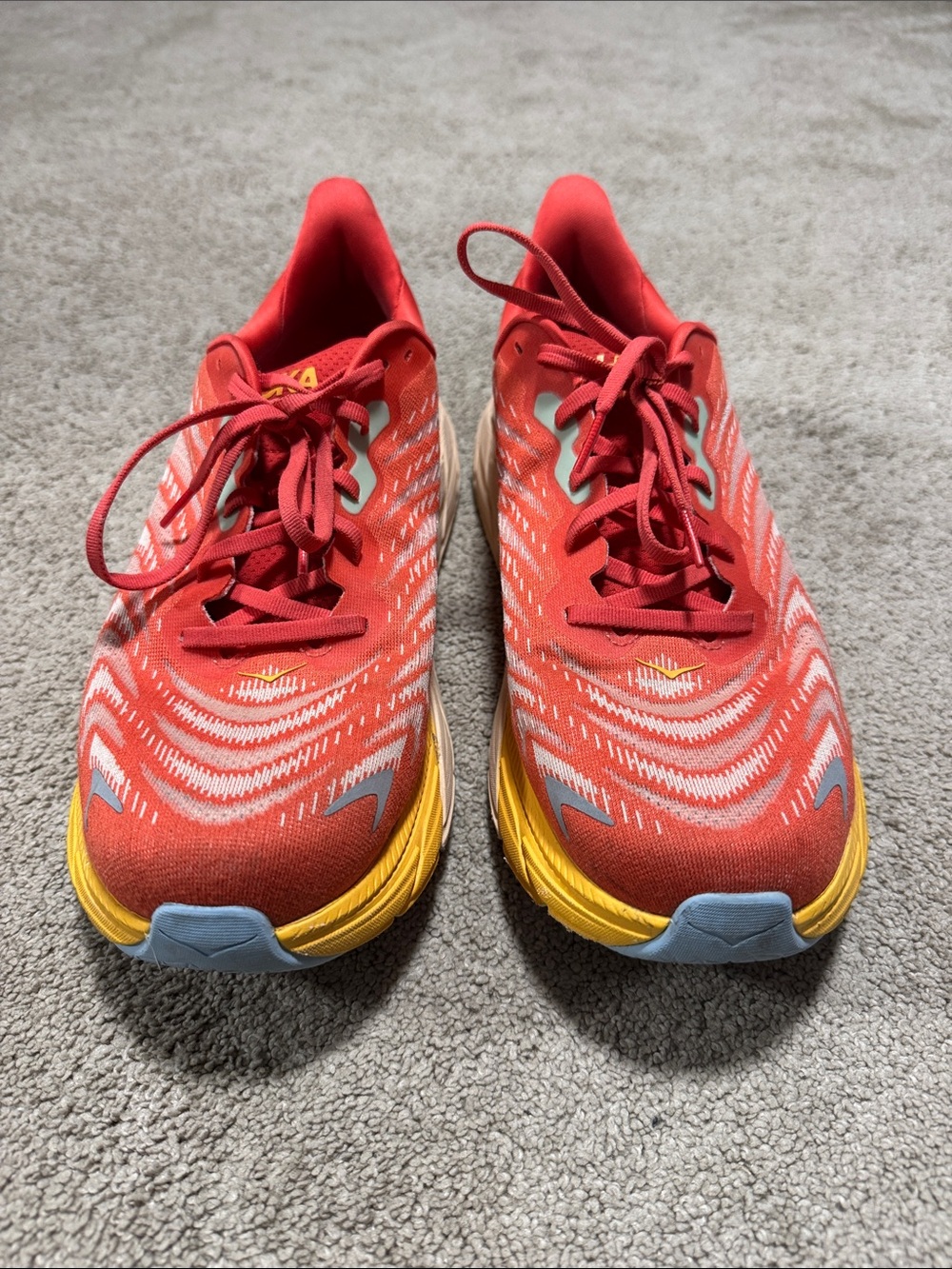 Hoka Arahi 6 - M Size 12 - Red and Yellow Cushioned Running Shoes - Picture 2 of 8
